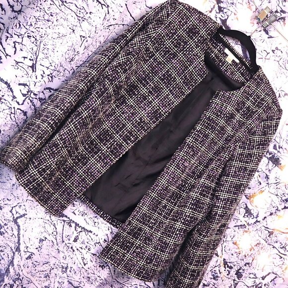 LILAC TWEED BLAZER 14/16W Dressbarn Purple Pastel Academia Spring Church Lady - Picture 1 of 7